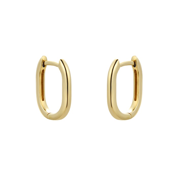 Goldsmiths 9ct Yellow Gold Rectangular Small Huggie Earring
