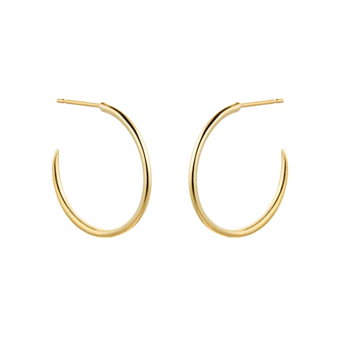 Goldsmiths 9ct Yellow Gold Fluid Hoop Earrings