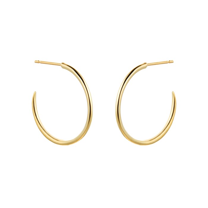 Goldsmiths 9ct Yellow Gold Fluid Hoop Earrings