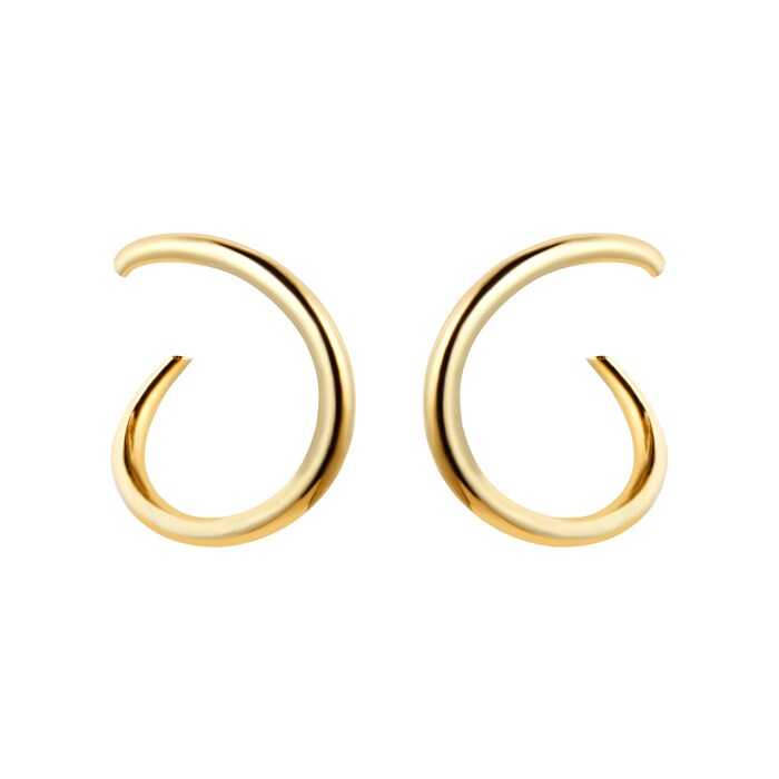 Goldsmiths 9ct Yellow Gold Fluid Hoop Earrings