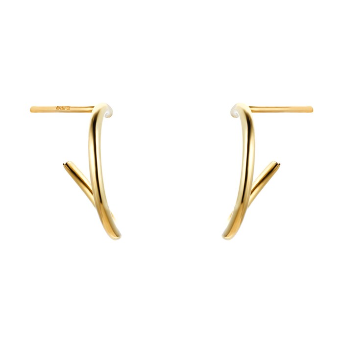 Goldsmiths 9ct Yellow Gold Fluid Hoop Earrings