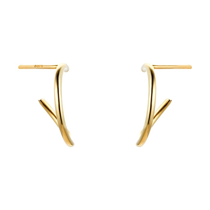 Goldsmiths 9ct Yellow Gold Fluid Hoop Earrings