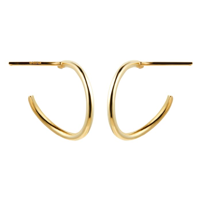 Goldsmiths 9ct Yellow Gold Fluid Hoop Earrings