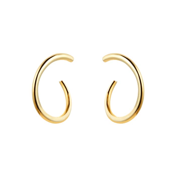 Goldsmiths 9ct Yellow Gold Fluid Hoop Earrings