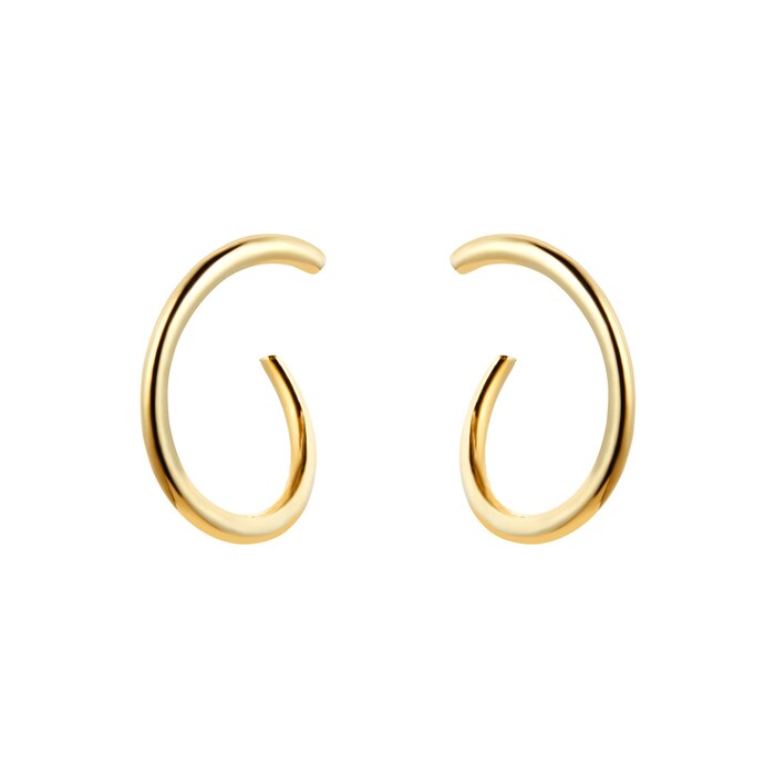 Goldsmiths 9ct Yellow Gold Fluid Hoop Earrings