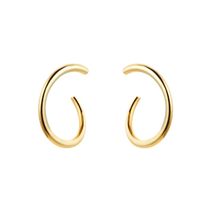 Goldsmiths 9ct Yellow Gold Fluid Hoop Earrings