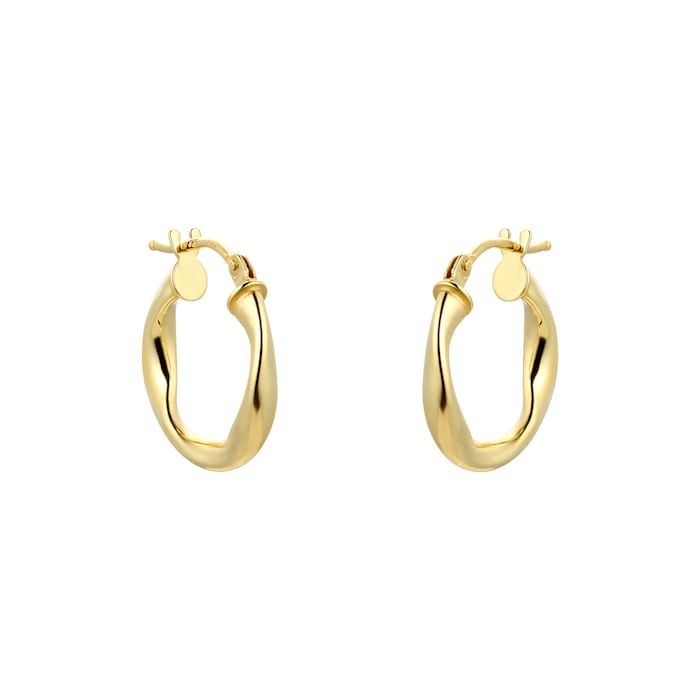 Goldsmiths 9ct Yellow Gold 10mm Wave Hoop Earrings