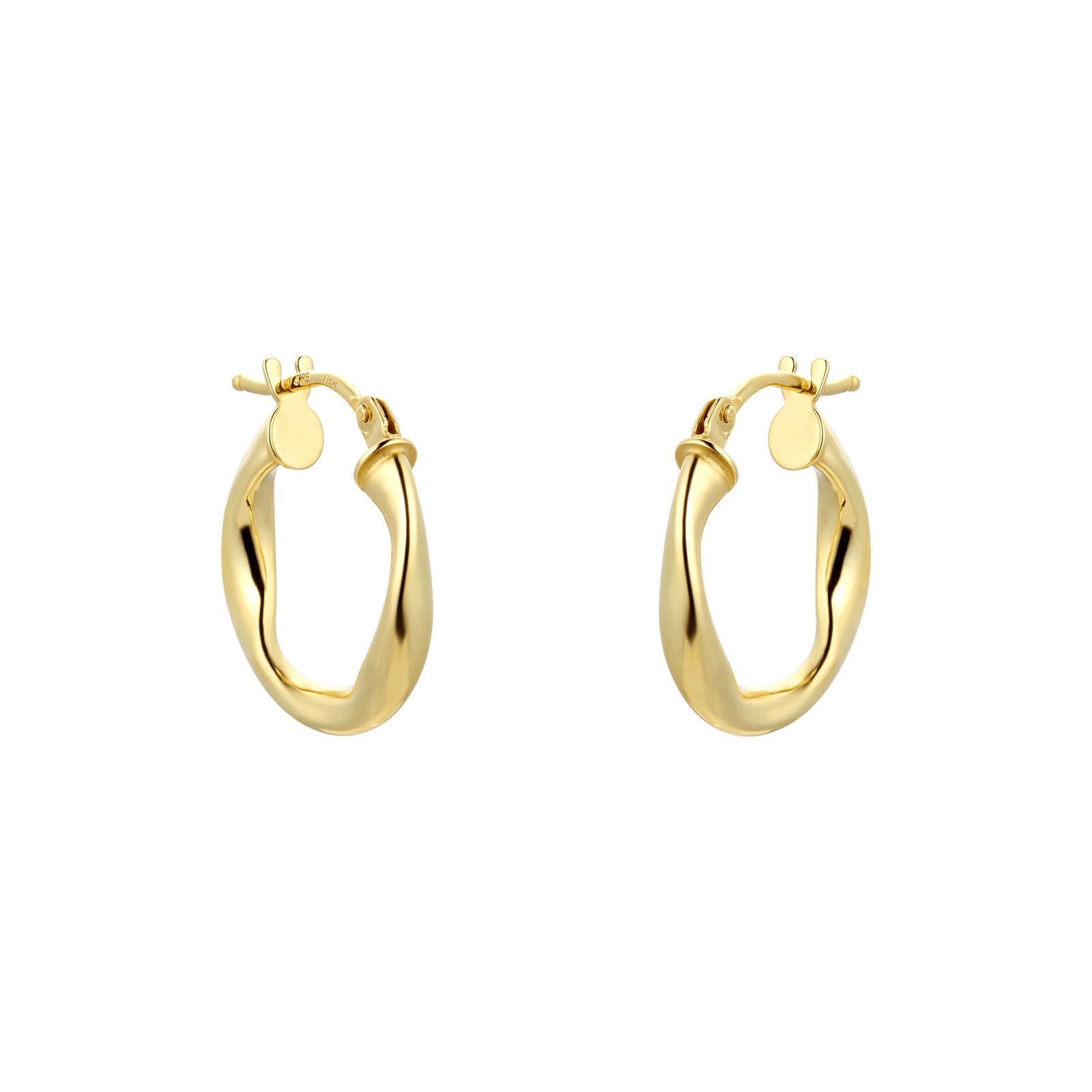 Goldsmiths 9ct Yellow Gold 10mm Wave Hoop Earrings Goldsmiths 9ct Yellow Gold 10mm Wave Hoop Earrings