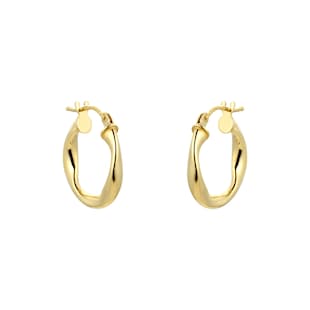 Goldsmiths 9ct Yellow Gold 10mm Wave Hoop Earrings