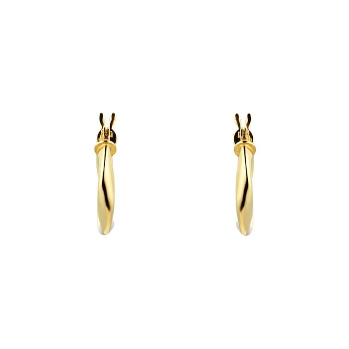 Goldsmiths 9ct Yellow Gold 10mm Wave Hoop Earrings