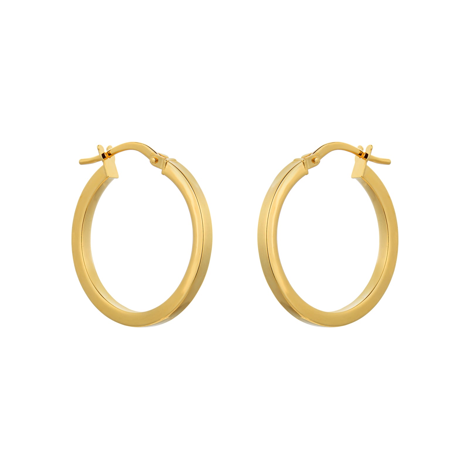 Goldsmiths 18ct Yellow Gold 21mm Square Tube Round Hoop Earrings