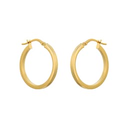 15030706 - 18ct Yellow Gold 21mm Square Tube Round Hoop Earrings