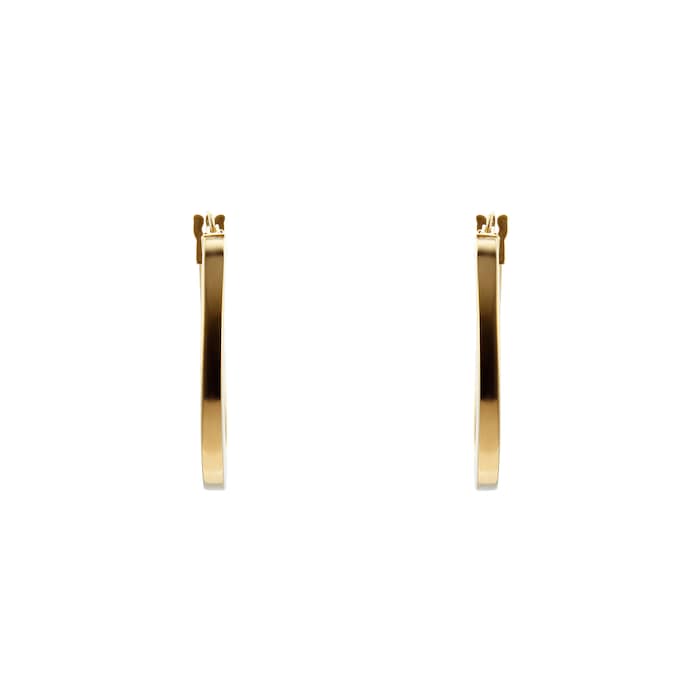 Goldsmiths 18ct Yellow Gold 21mm Square Tube Round Hoop Earrings