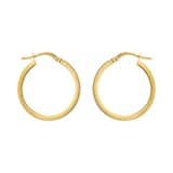 Goldsmiths 18ct Yellow Gold 21mm Square Tube Round Hoop Earrings