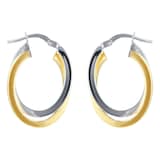 Goldsmiths 18ct Bi Colour Gold Oval Crossover Hoop Earrings