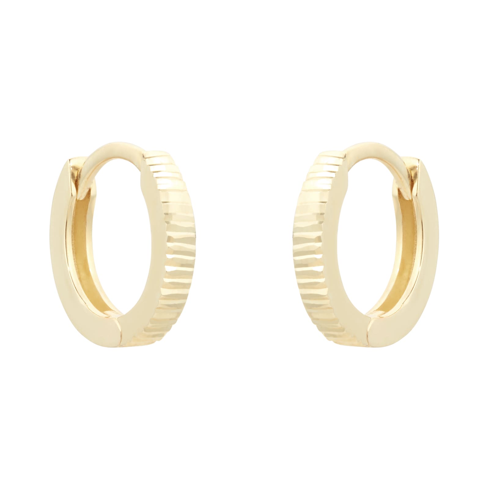 Goldsmiths 9ct Yellow Gold Diamond Cut Huggie Hoop Earrings