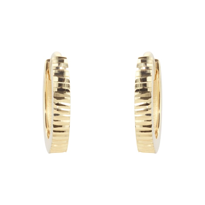 Goldsmiths 9ct Yellow Gold Diamond Cut Huggie Hoop Earrings