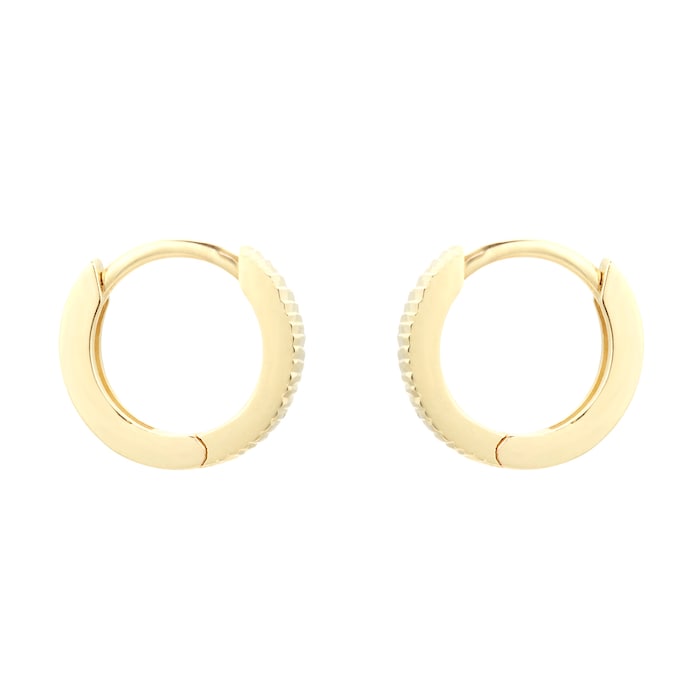 Goldsmiths 9ct Yellow Gold Diamond Cut Huggie Hoop Earrings 1.51.3117 ...