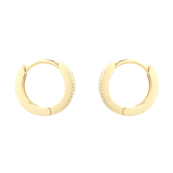 Goldsmiths 9ct Yellow Gold Diamond Cut Huggie Hoop Earrings