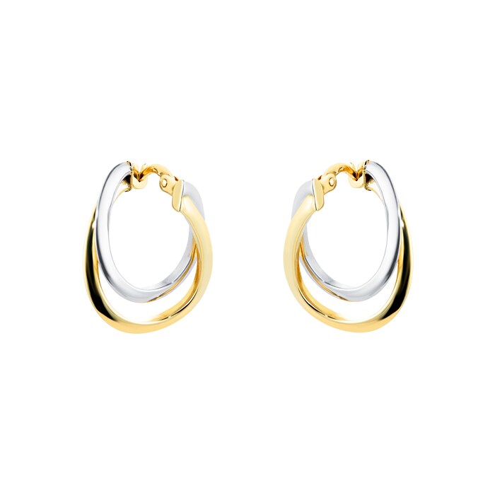 Goldsmiths 9ct Yellow & White Gold Front To Back Hoop Earrings