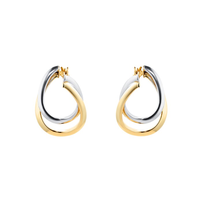 Goldsmiths 9ct Yellow & White Gold Front To Back Hoop Earrings