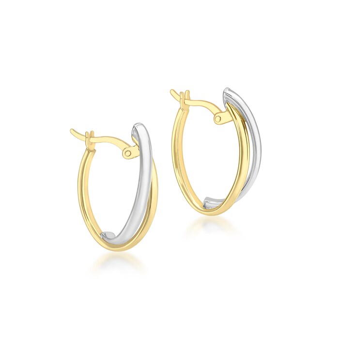 Goldsmiths 9ct Gold Double Front Hoop Earrings