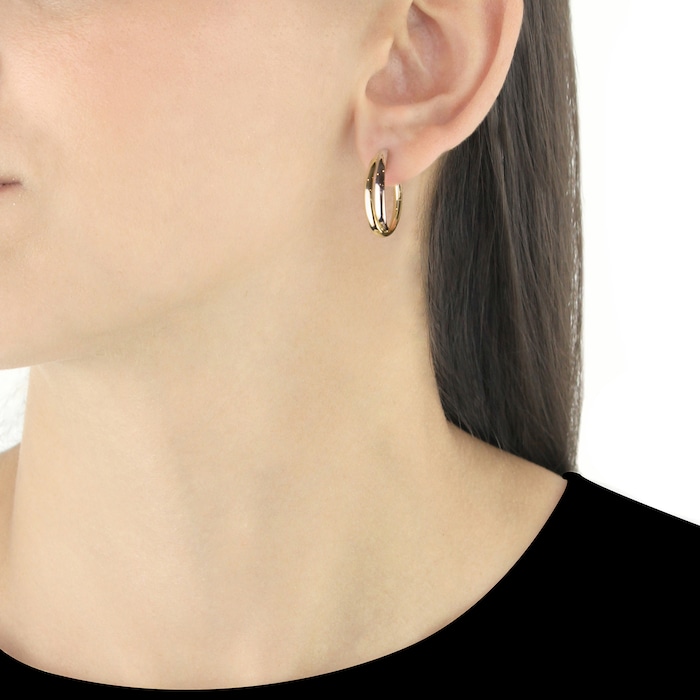 Goldsmiths 9ct Gold Double Front Hoop Earrings