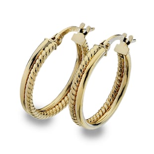 Best Luxury 
9ct Yellow Gold Roped Double Hoop Earrings