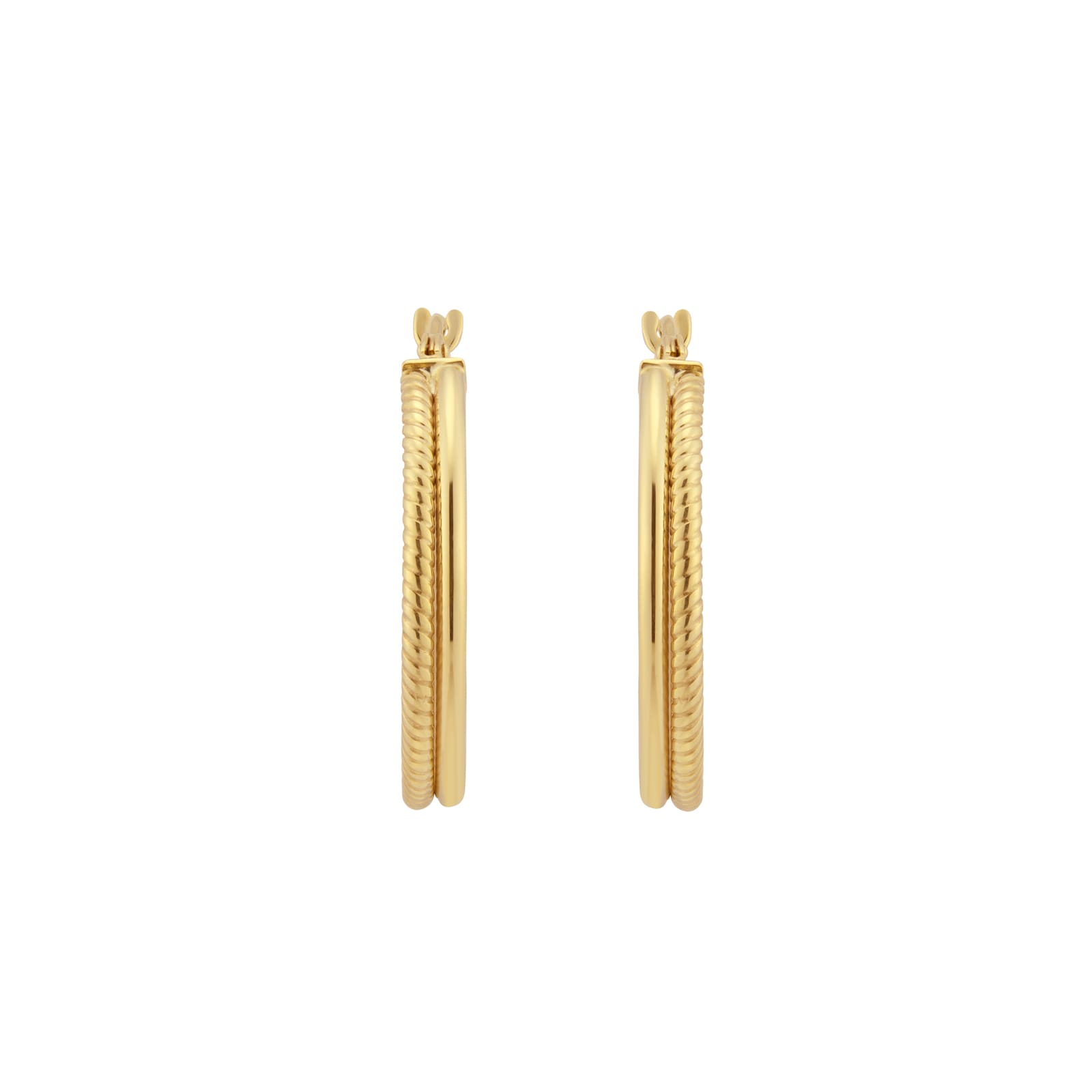Goldsmiths 9ct Yellow Gold Roped Double Hoop Earrings