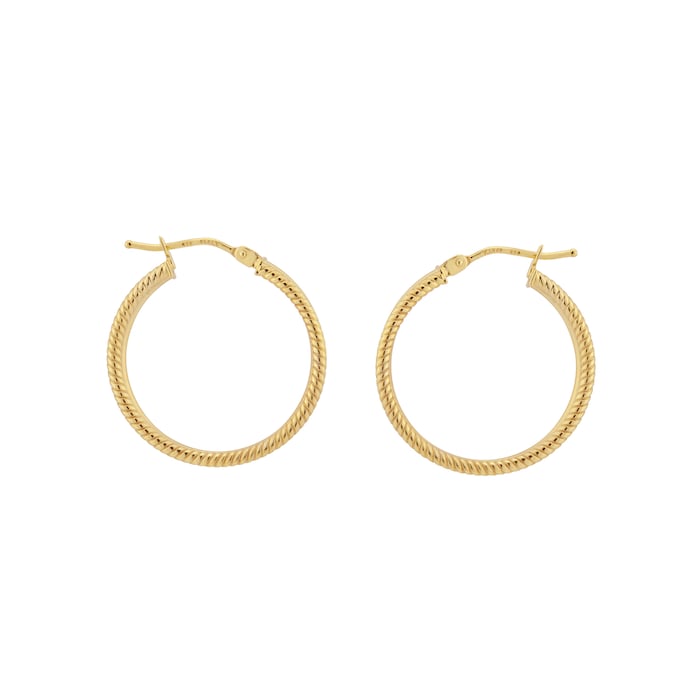 Goldsmiths 9ct Yellow Gold Roped Double Hoop Earrings