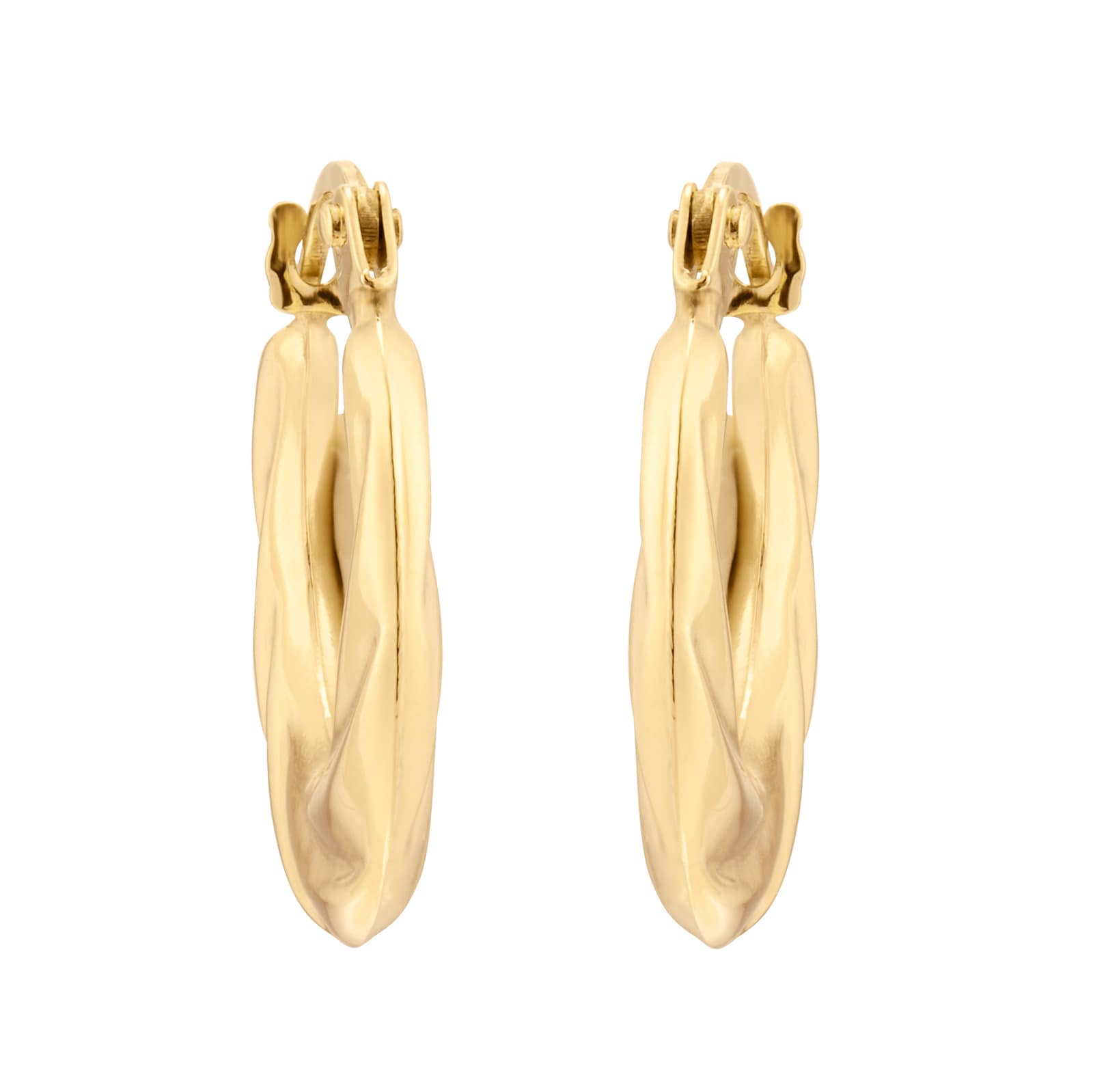 Goldsmiths 9ct Yellow Gold Twist Creole Huggie Earrings Goldsmiths 9ct Yellow Gold Twist Creole Huggie Earrings