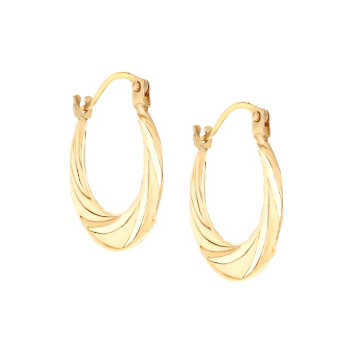 Goldsmiths 9ct Yellow Gold Twist Creole Huggie Earrings