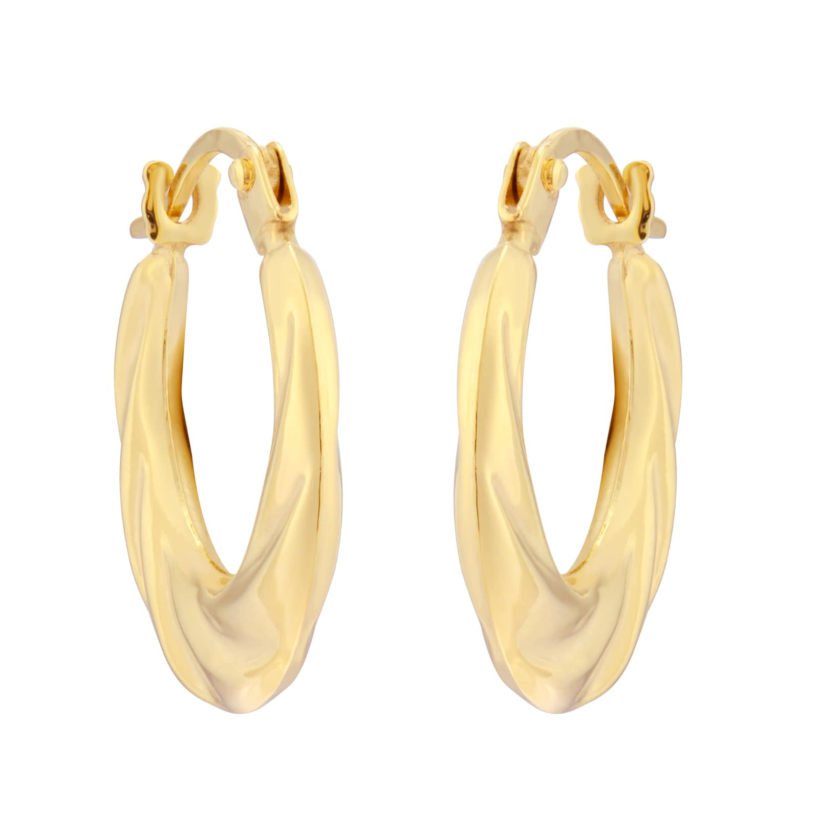 Goldsmiths 9ct Yellow Gold Twist Creole Huggie Earrings Goldsmiths 9ct Yellow Gold Twist Creole Huggie Earrings