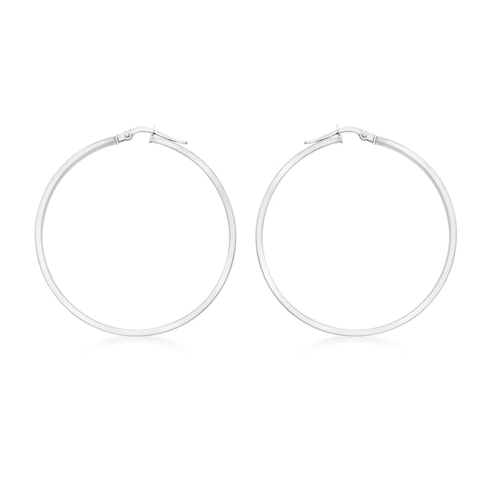 Goldsmiths 9ct White Gold 35mm Creole Hoop Earrings
