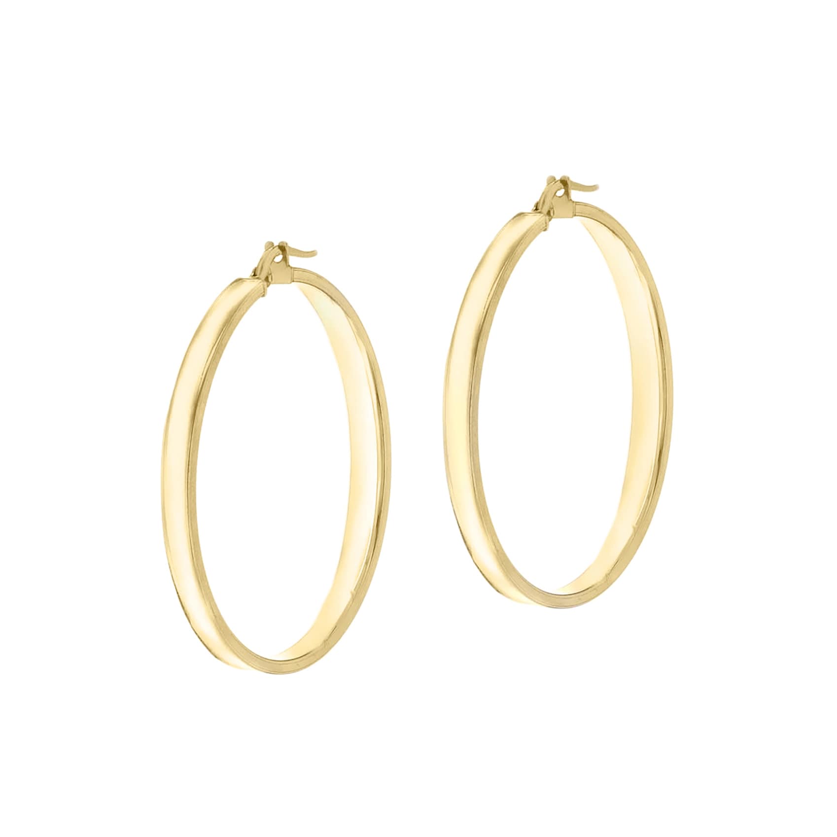 Goldsmiths 9ct Yellow Gold 35mm Polished Creole Hoop Earrings Goldsmiths 9ct Yellow Gold 35mm Polished Creole Hoop Earrings