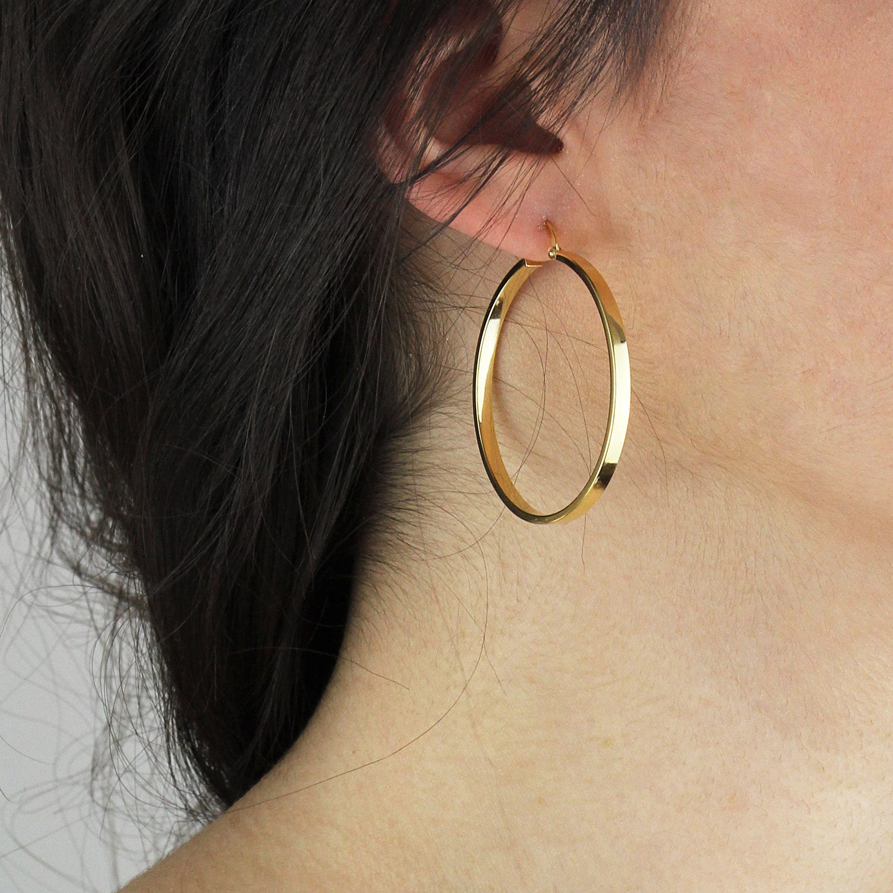 Goldsmiths 9ct Yellow Gold 35mm Polished Creole Hoop Earrings Goldsmiths 9ct Yellow Gold 35mm Polished Creole Hoop Earrings