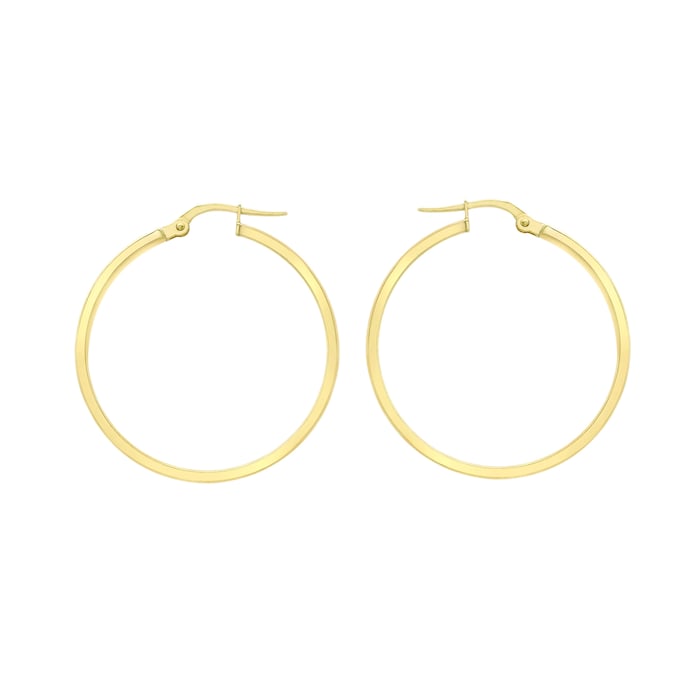 Goldsmiths 9ct Yellow Gold 35mm Polished Creole Hoop Earrings