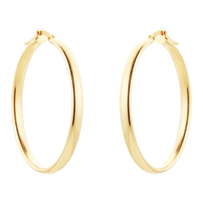 Goldsmiths 9ct Yellow Gold Large Tube Hoop Earrings