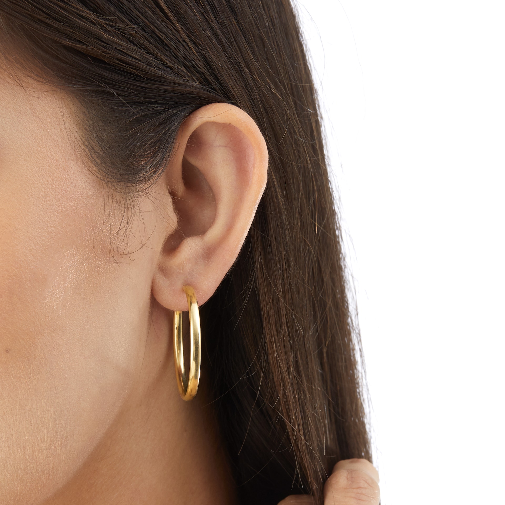 Goldsmiths 9ct Yellow Gold Large Tube Hoop Earrings