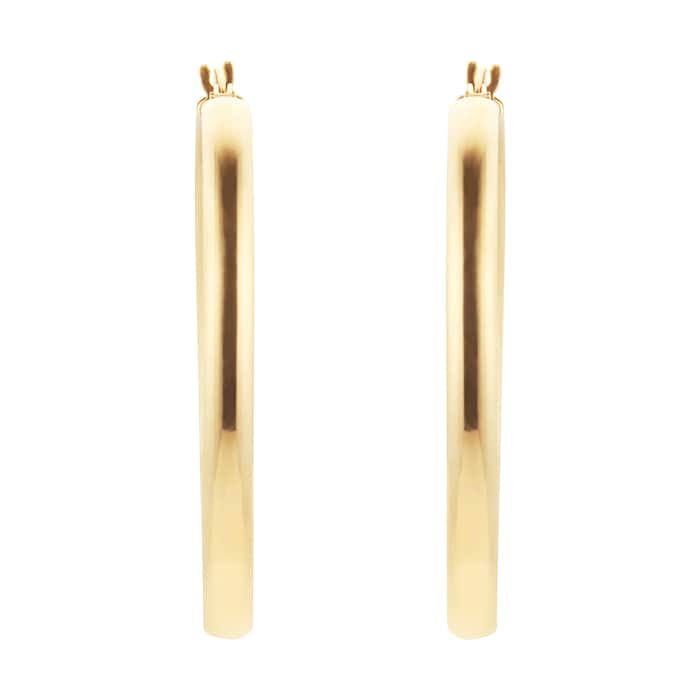 Goldsmiths 9ct Yellow Gold Large Tube Hoop Earrings