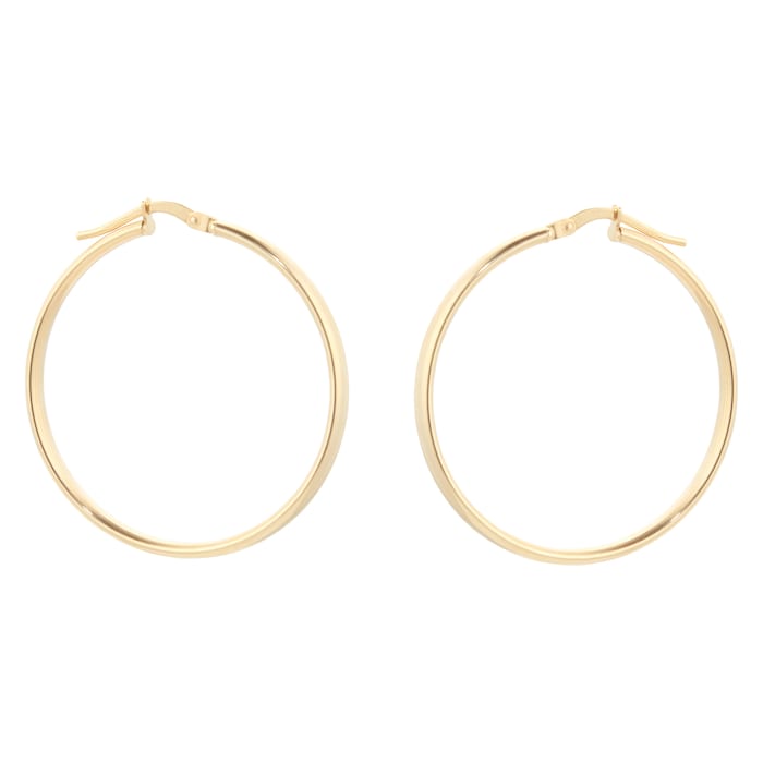 Goldsmiths 9ct Yellow Gold Large Tube Hoop Earrings AR013Y. | Goldsmiths