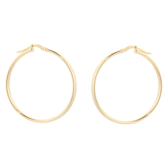 Goldsmiths 9ct Yellow Gold Large Tube Hoop Earrings