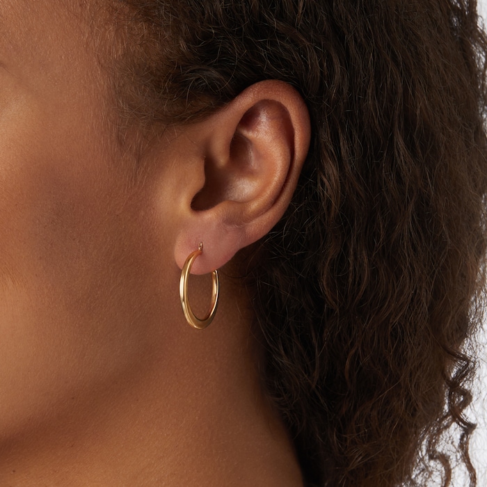 Goldsmiths 18ct Yellow Gold Graduated Creole Hoop Earrings