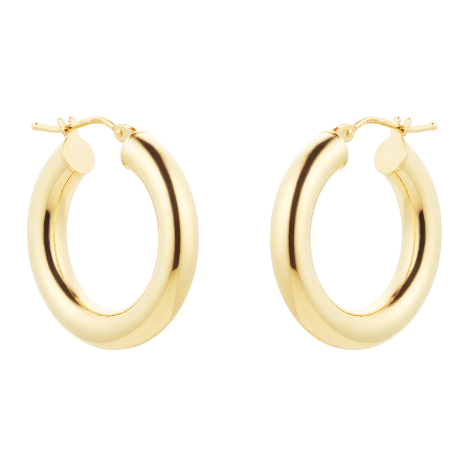 9ct Yellow Gold Chunky Tube Hoop Earrings