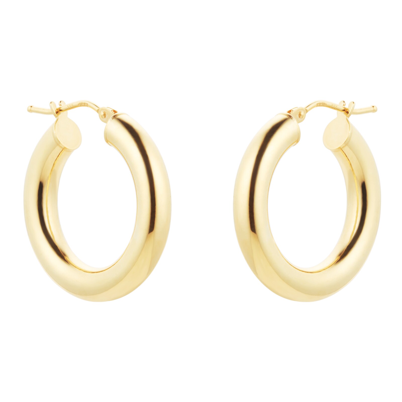 Goldsmiths 9ct Yellow Gold Chunky Tube Hoop Earrings