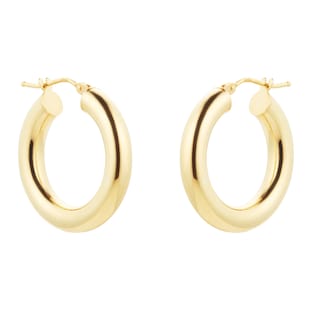 Goldsmiths 9ct Yellow Gold Chunky Tube Hoop Earrings