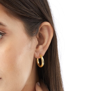 Goldsmiths 9ct Yellow Gold Chunky Tube Hoop Earrings