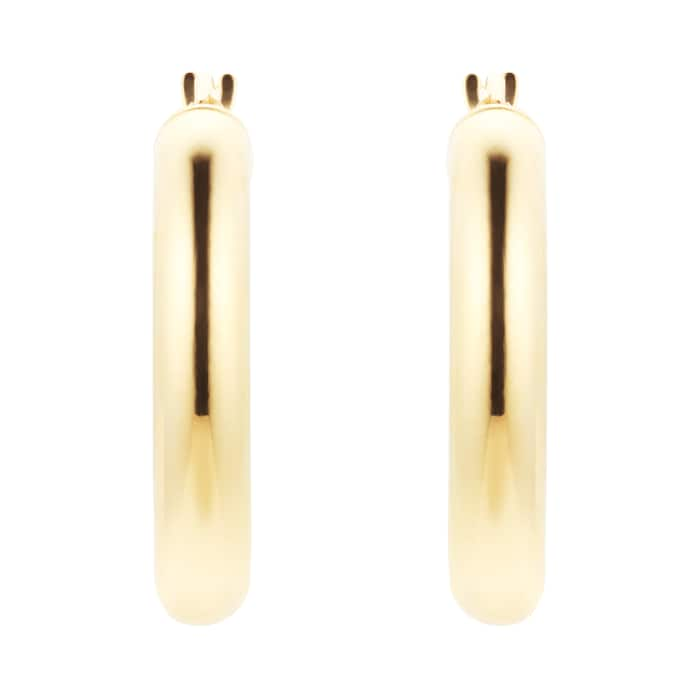 Goldsmiths 9ct Yellow Gold Chunky Tube Hoop Earrings