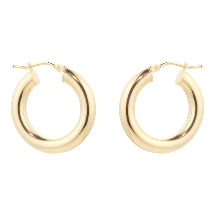 Goldsmiths 9ct Yellow Gold Chunky Tube Hoop Earrings