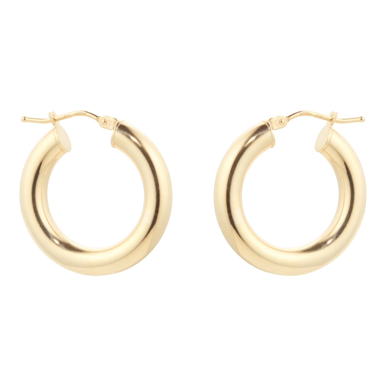 Goldsmiths 9ct Yellow Gold Chunky Tube Hoop Earrings 1.53.3019 | Goldsmiths